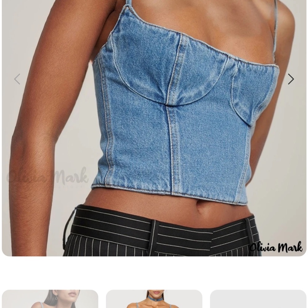 Olivia M Blue Denim Crop Top Small NWT